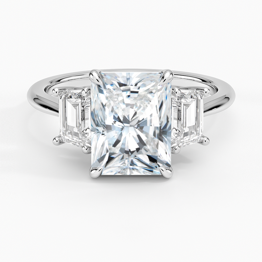 1-3CT. Three Stone Trapezoid Diamond Engagement Ring