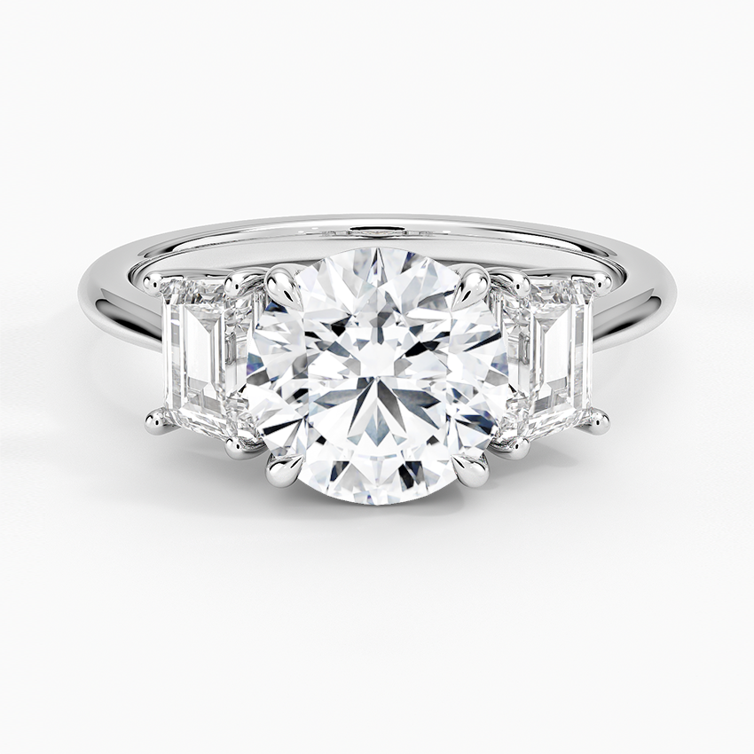1-3CT. Three Stone Trapezoid Diamond Engagement Ring