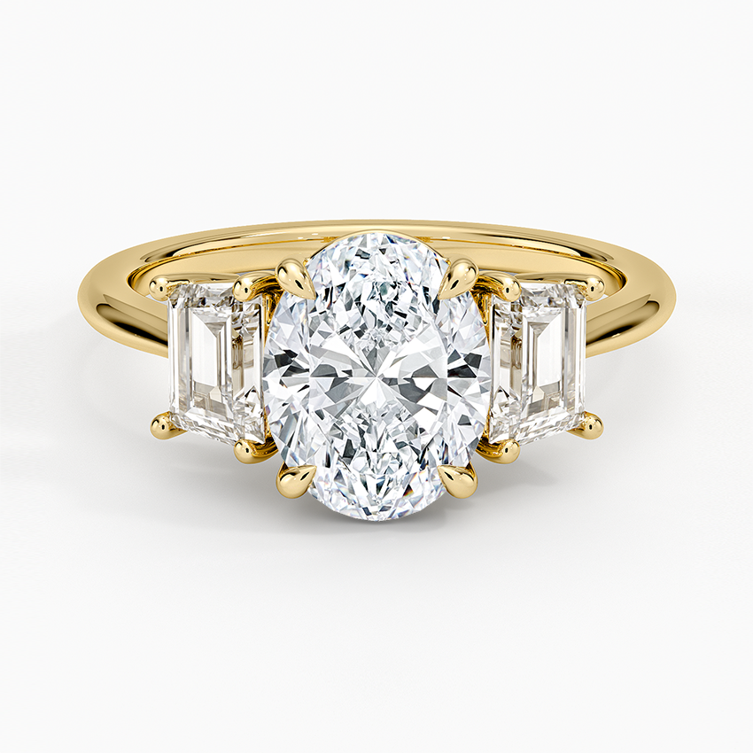 1-3CT. Three Stone Trapezoid Diamond Engagement Ring