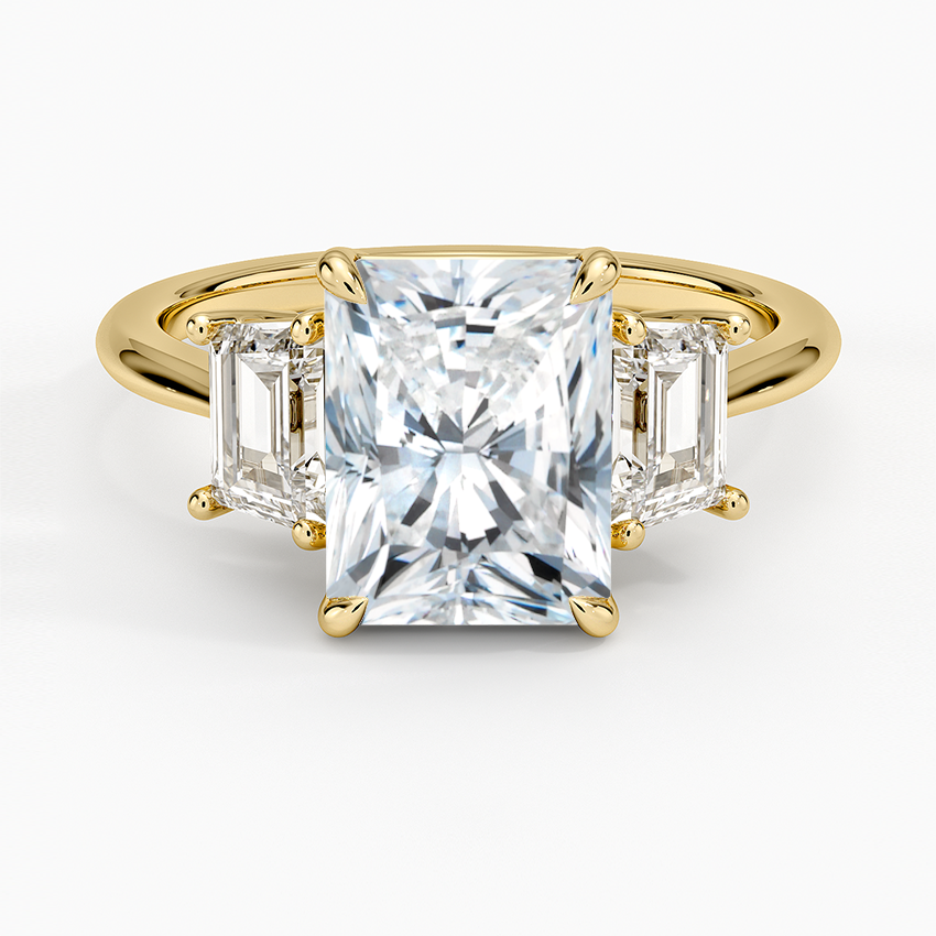 1-3CT. Three Stone Trapezoid Diamond Engagement Ring