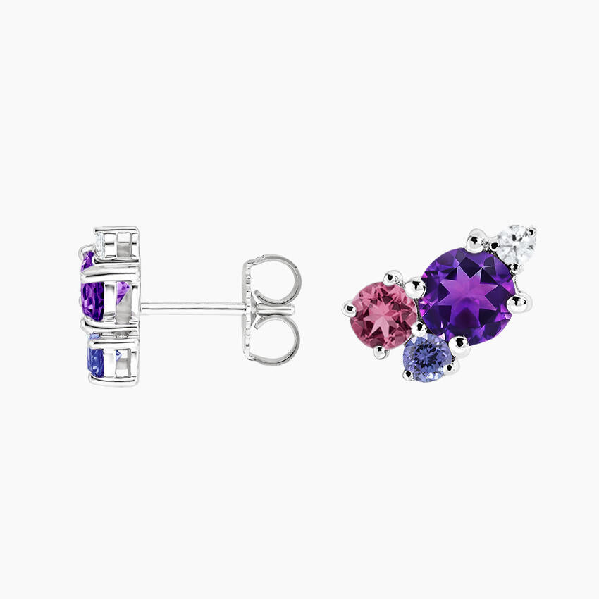 Hibiscus Bouquet Earrings in Silver