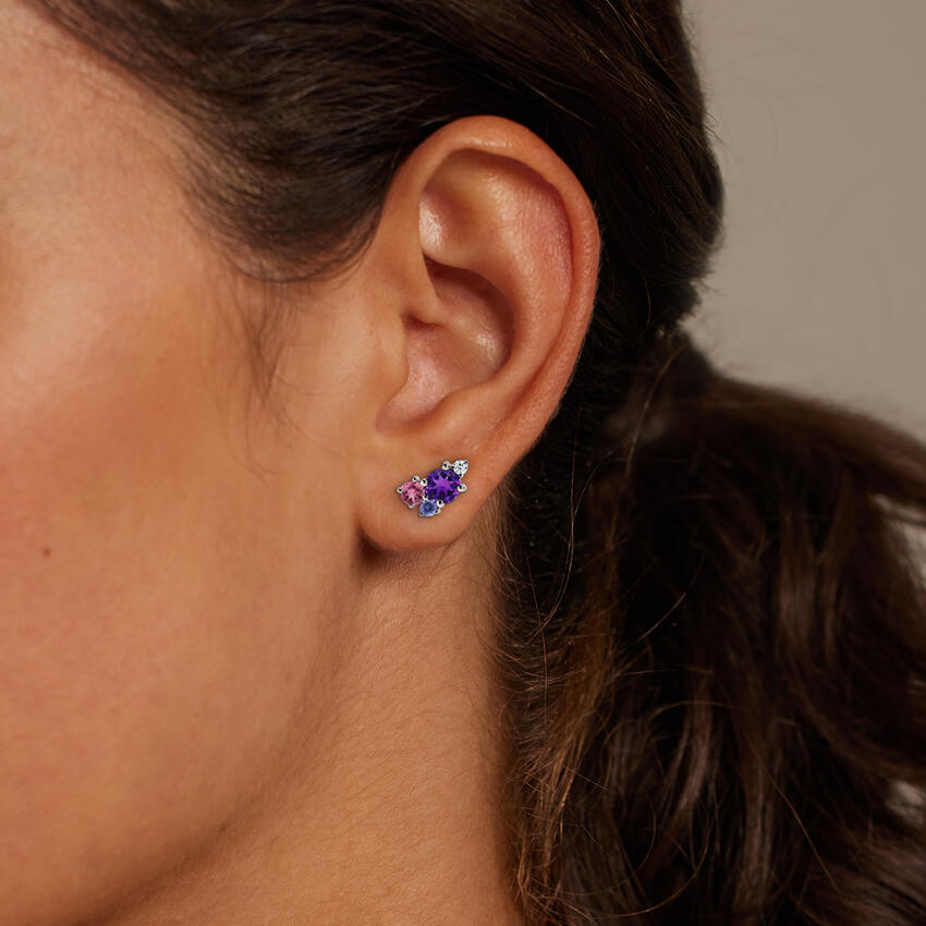 Hibiscus Bouquet Earrings in Silver