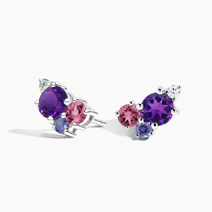 Hibiscus Bouquet Earrings in Silver