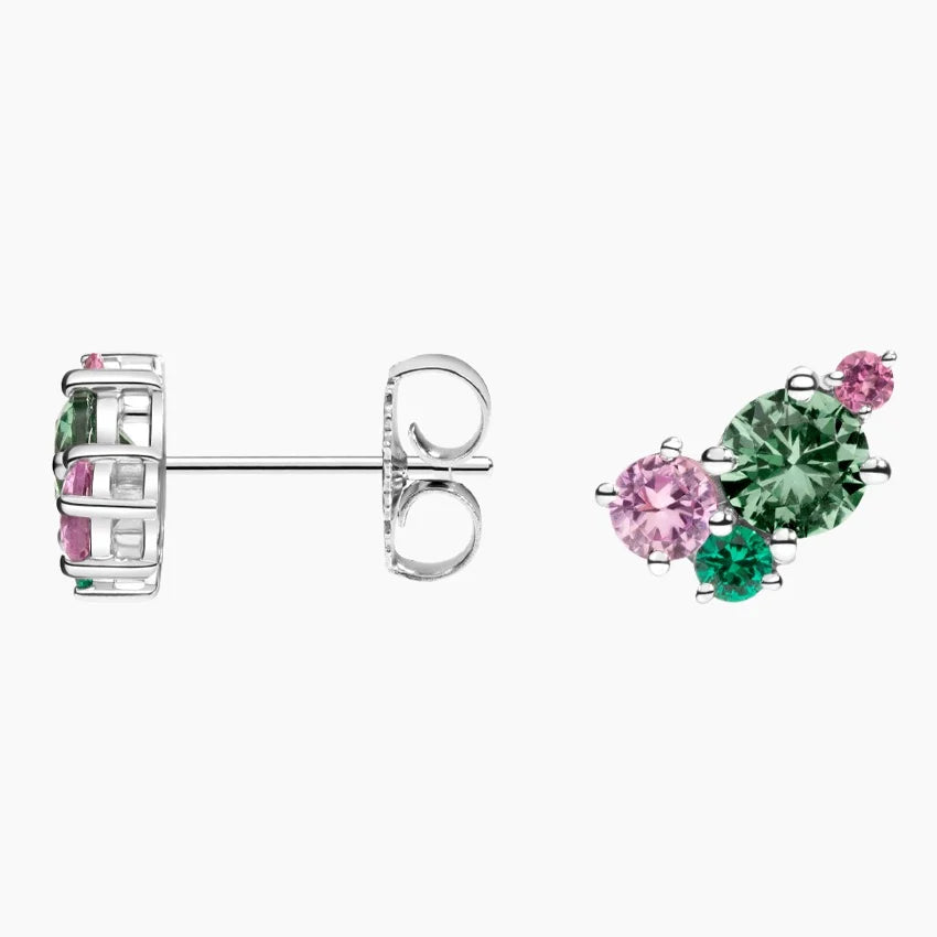 Hibiscus Bouquet Earrings in Silver