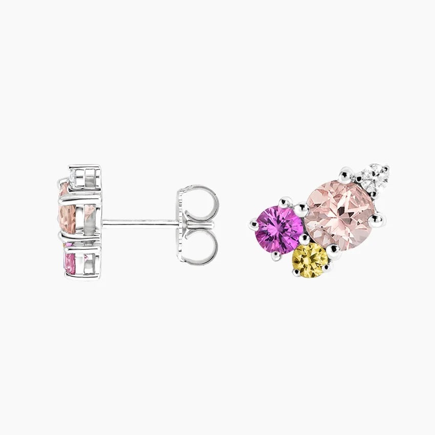 Hibiscus Bouquet Earrings in Silver