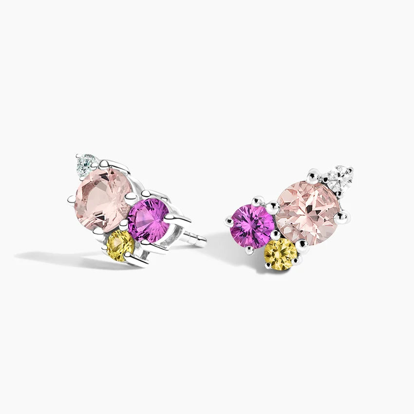 Hibiscus Bouquet Earrings in Silver
