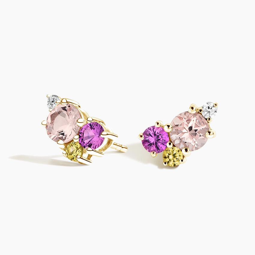 Hibiscus Bouquet Earrings in Silver
