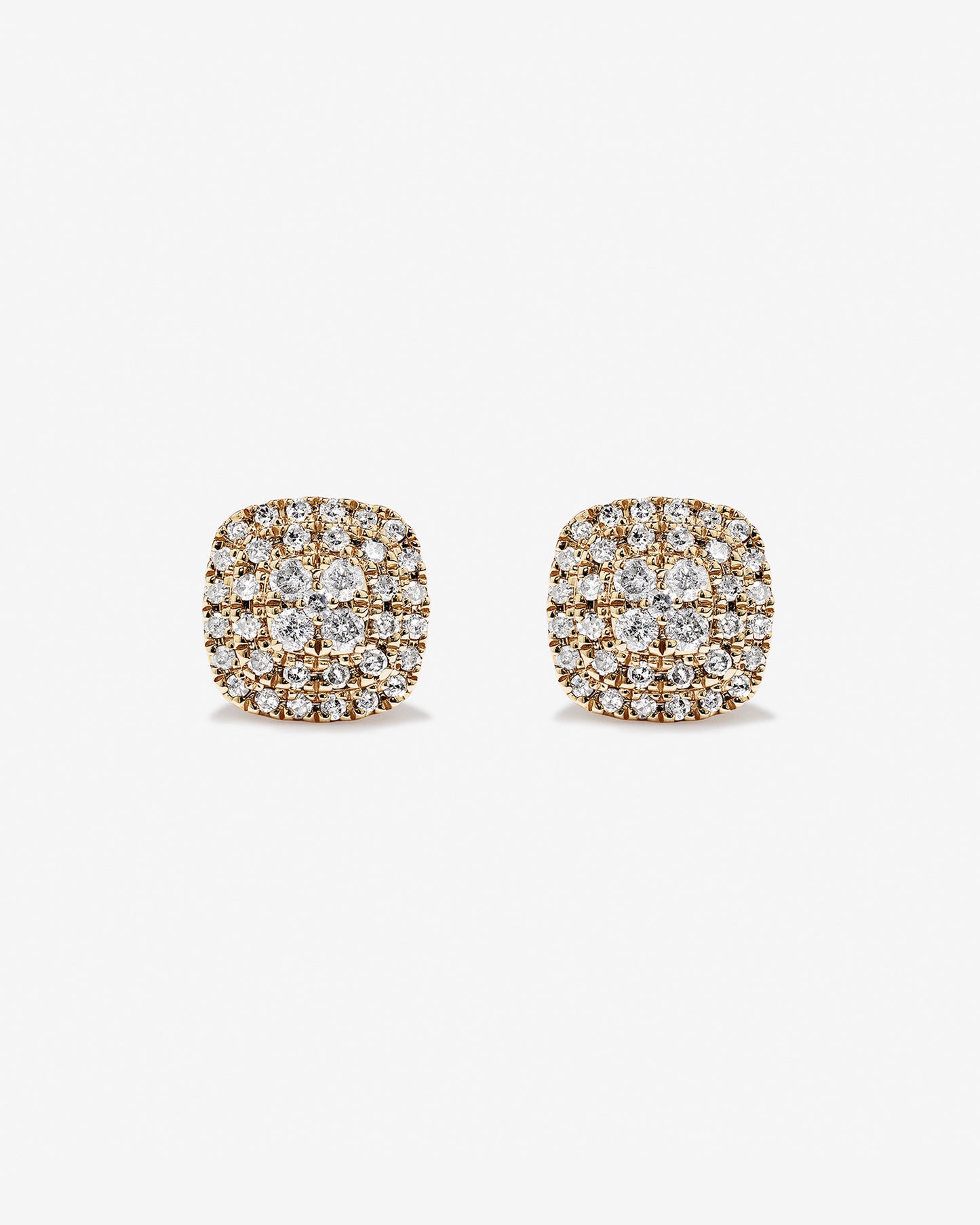 0.30 Carat TW Cushion Shaped Diamond Cluster Stud Earrings in 10kt Yellow Gold
