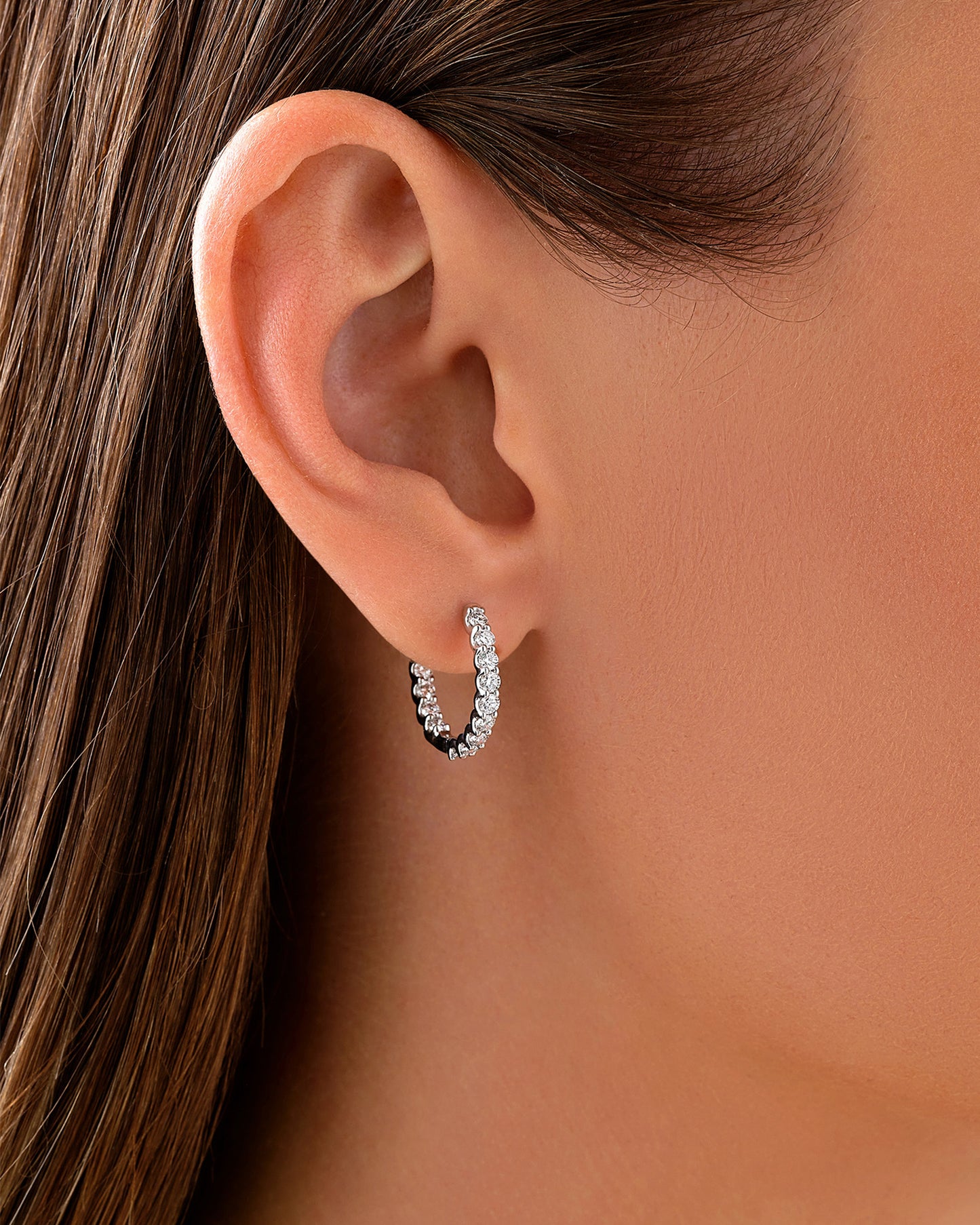 1.00 Carat TW Laboratory-Grown Diamond Hoop Earrings Set in 10kt White Gold