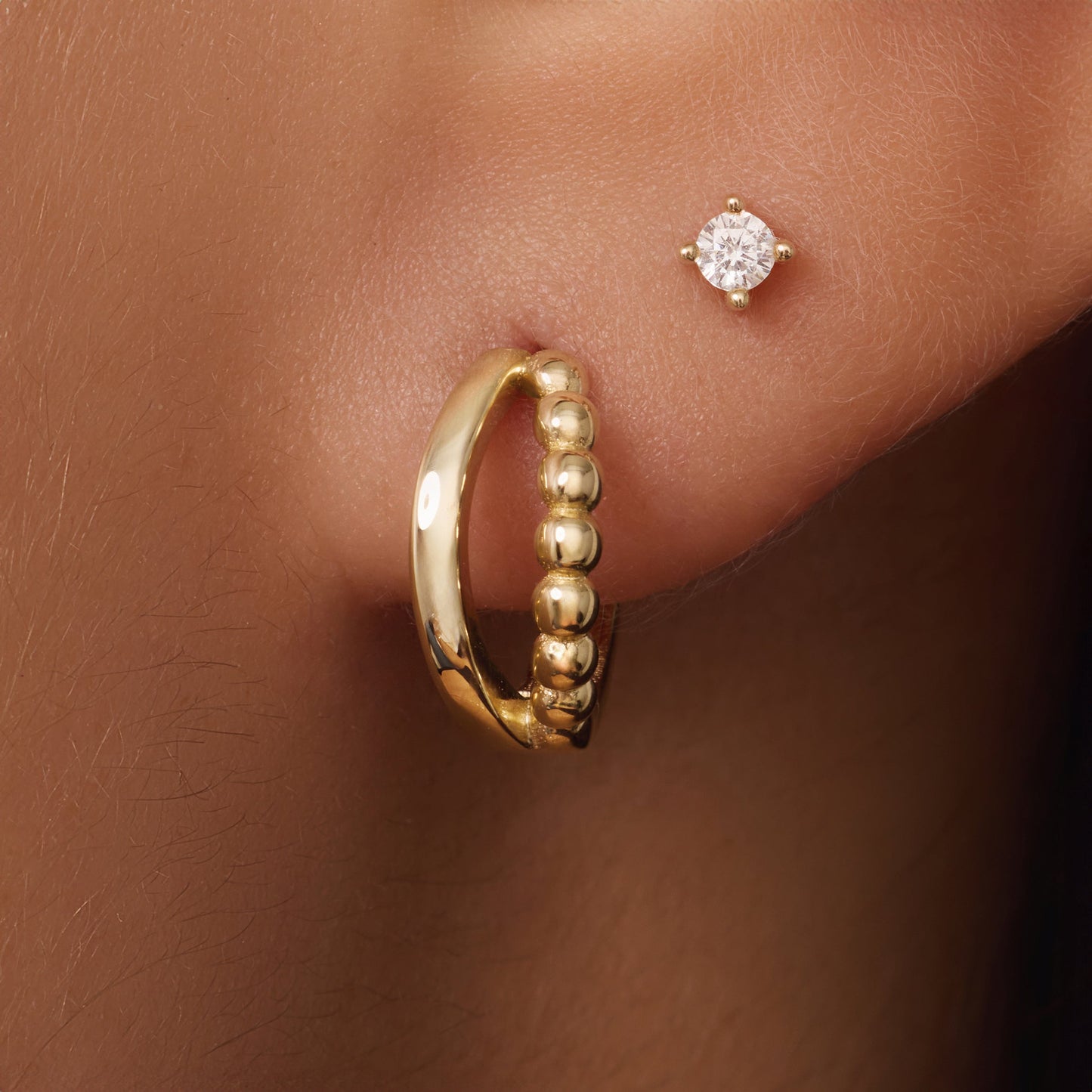 Beaded Double Huggie Hoops (12mm)