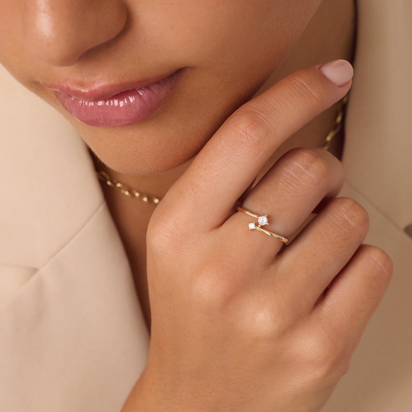 Cubic Zirconia Duo Ring