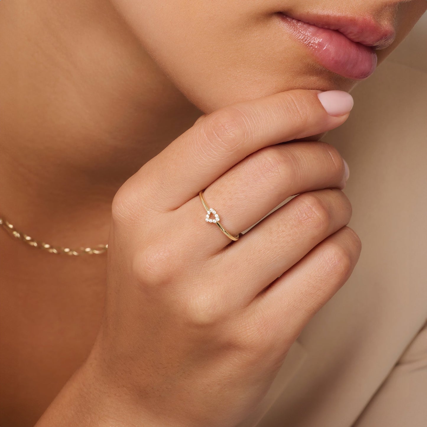 Pav¨¦ Cubic Zirconia Open Heart Ring