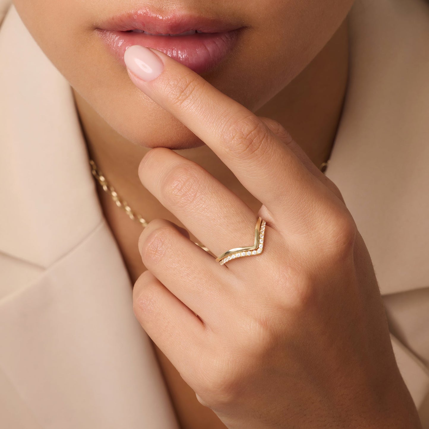 Cubic Zirconia Wishbone Ring
