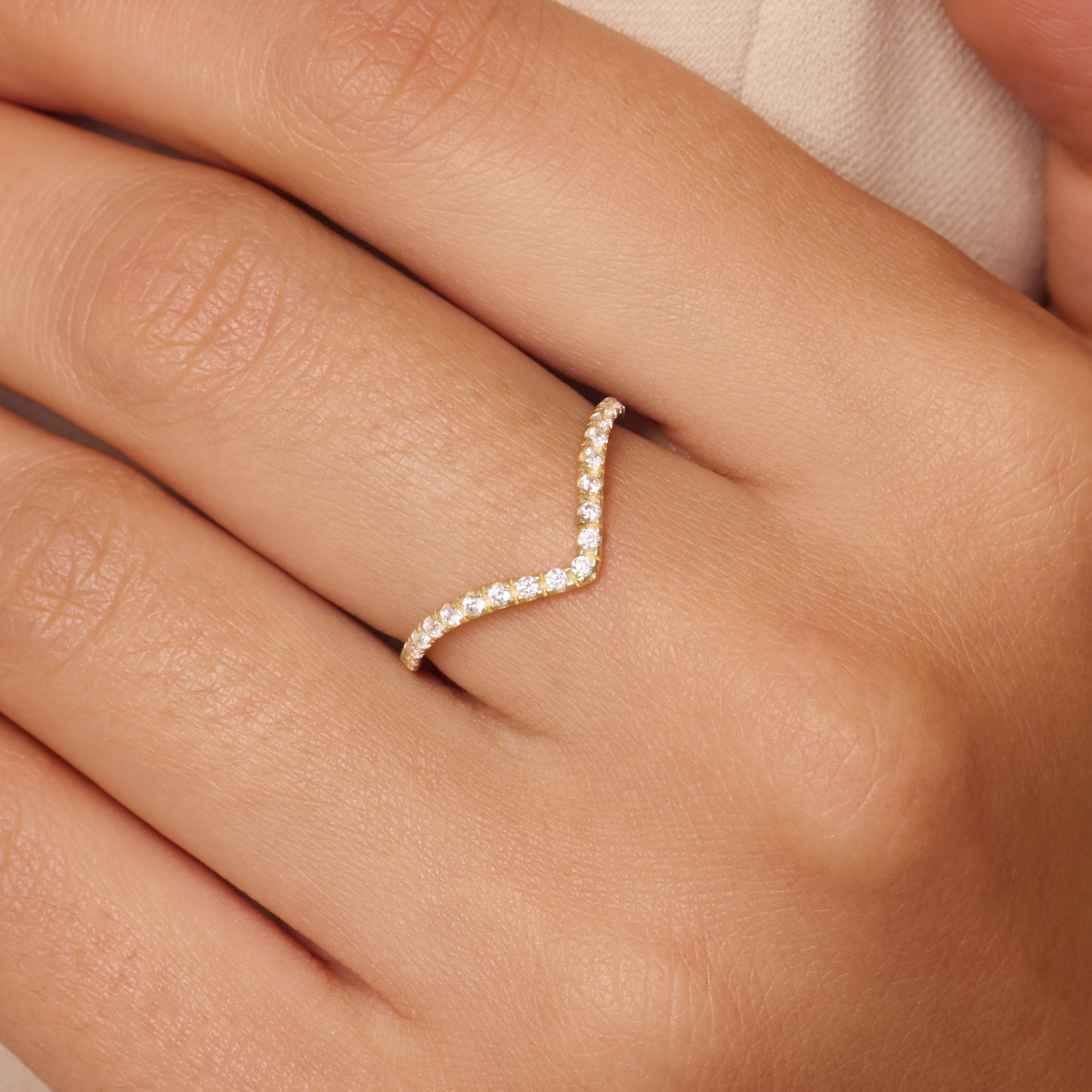Cubic Zirconia Wishbone Ring