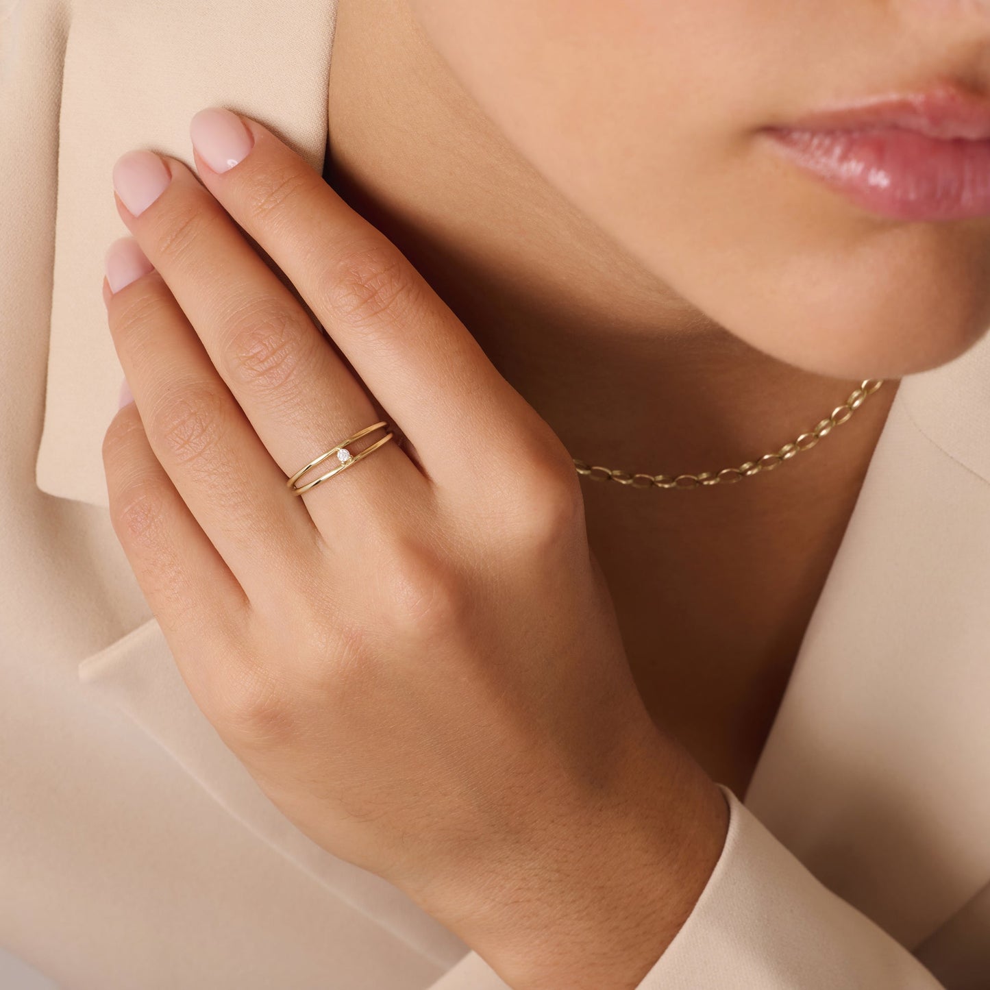 Cubic Zirconia Double Stacker Ring