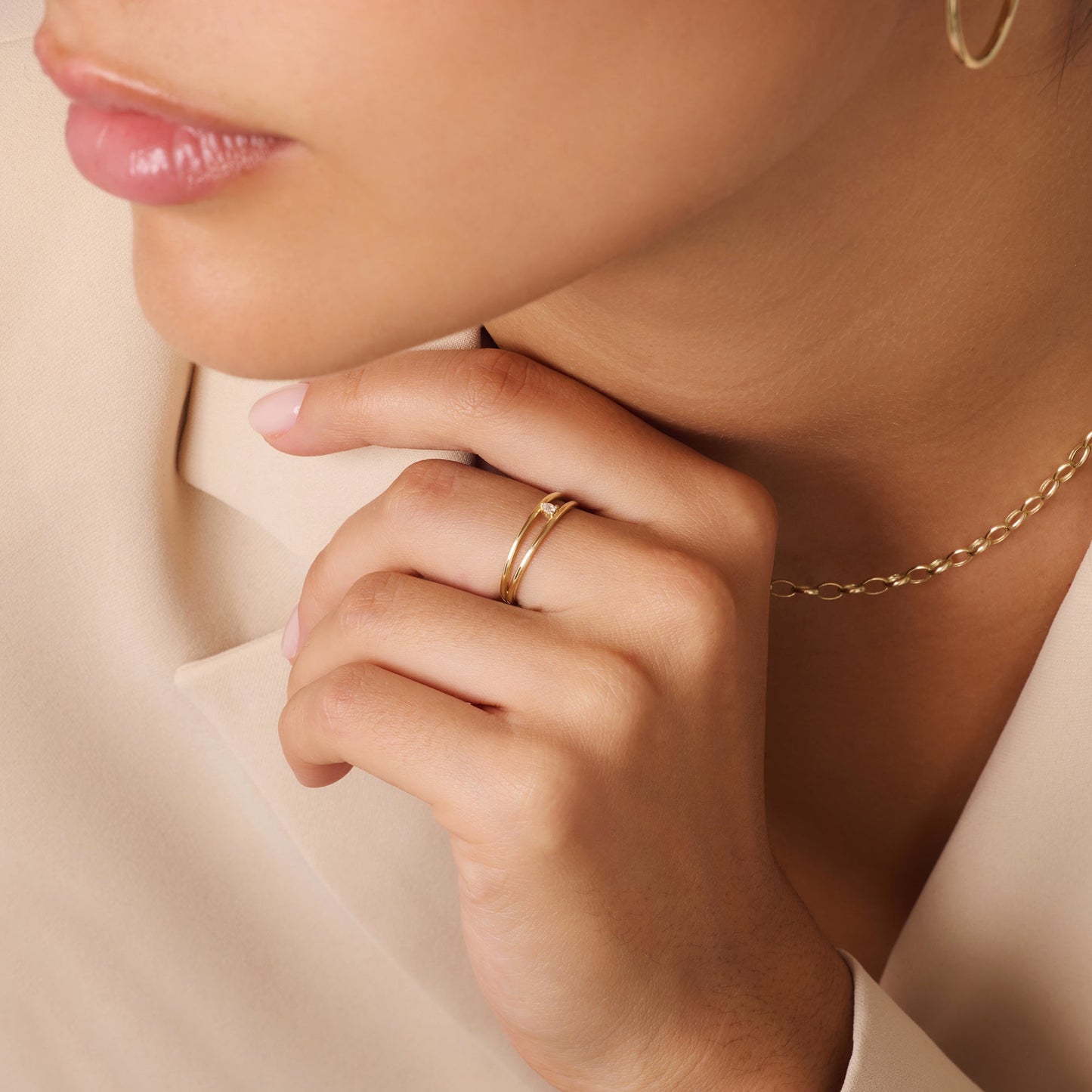 Cubic Zirconia Double Stacker Ring