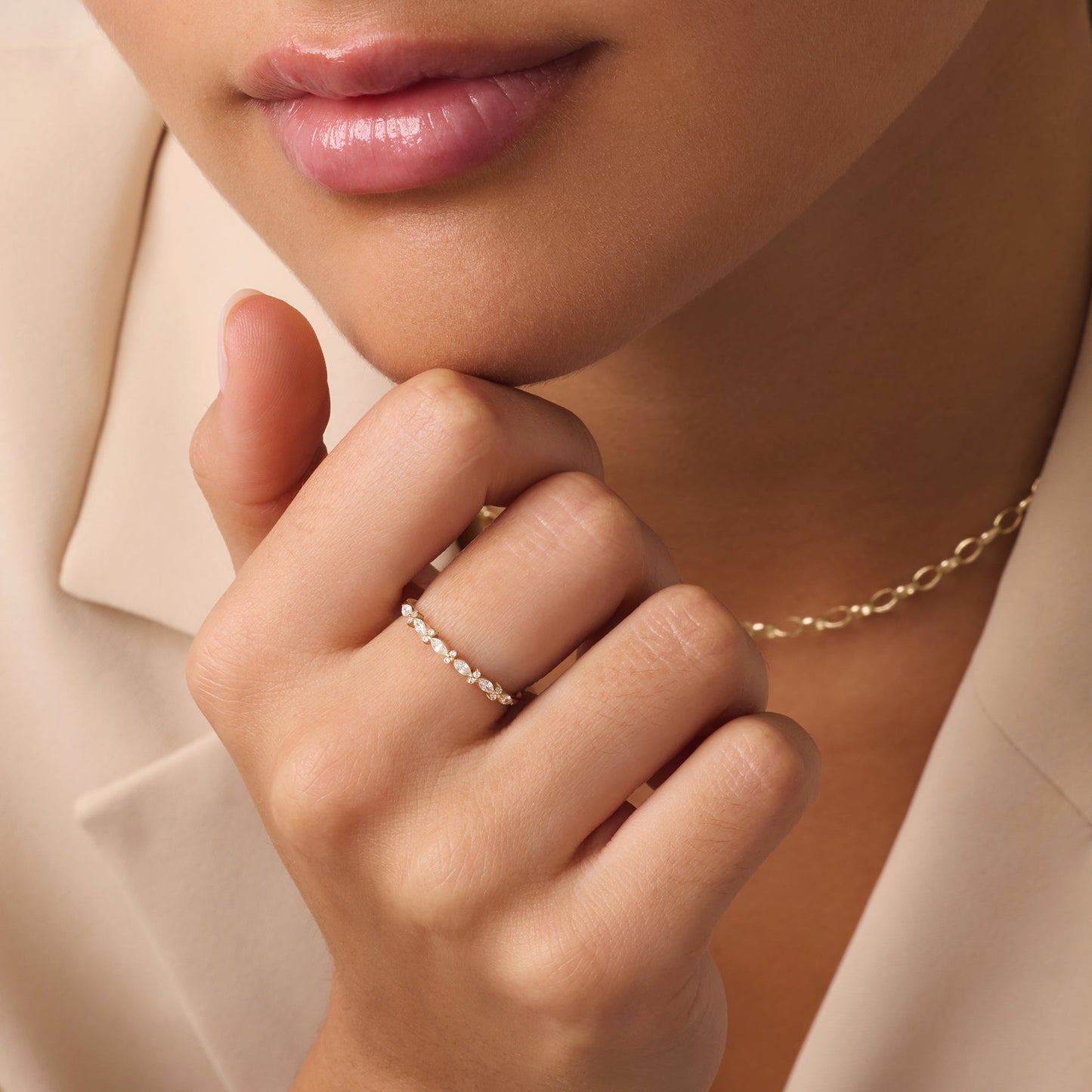 Marquise and Round Cut Cubic Zirconia Ring