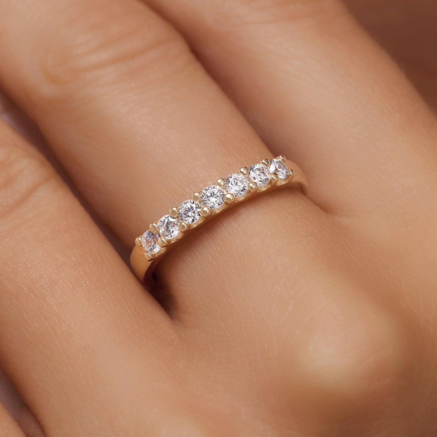 Bold Cubic Zirconia Half Eternity Ring
