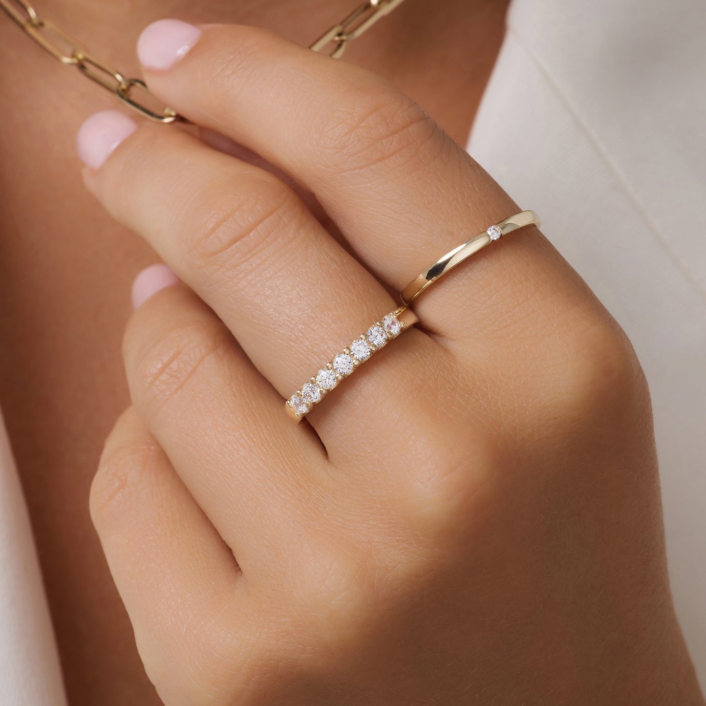 Bold Cubic Zirconia Half Eternity Ring