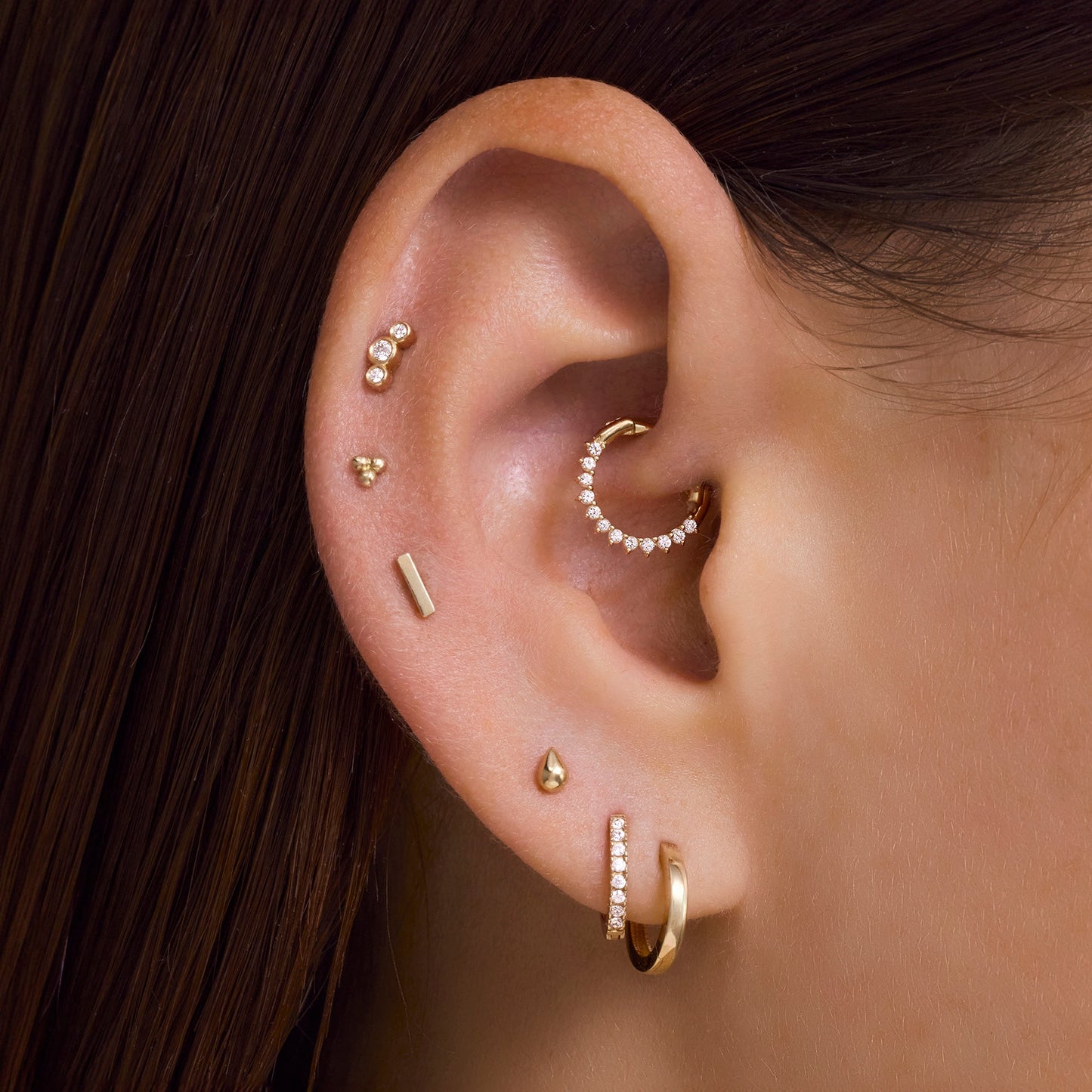 Diamond Bezel Set Curved Piercing (0.03 ct)