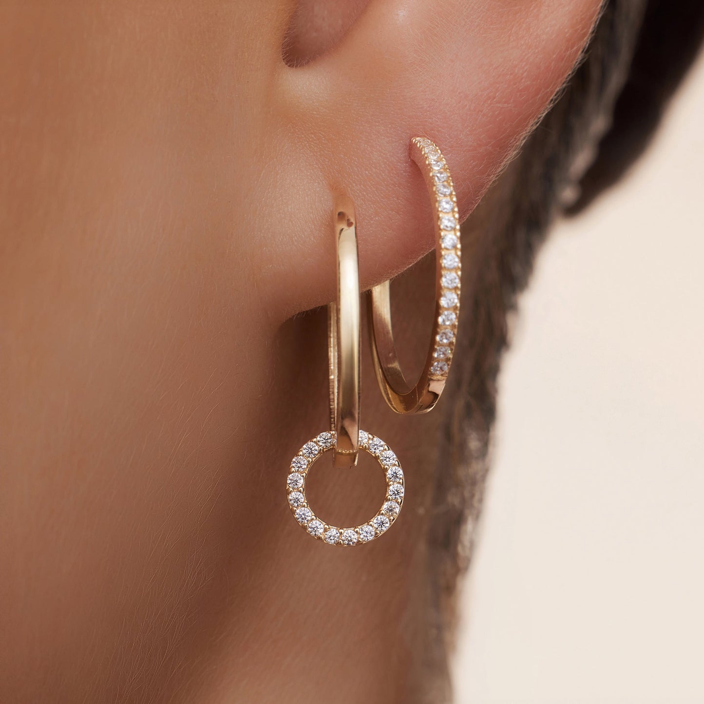 Solo Pave Moissanite Halo Hoop Charm
