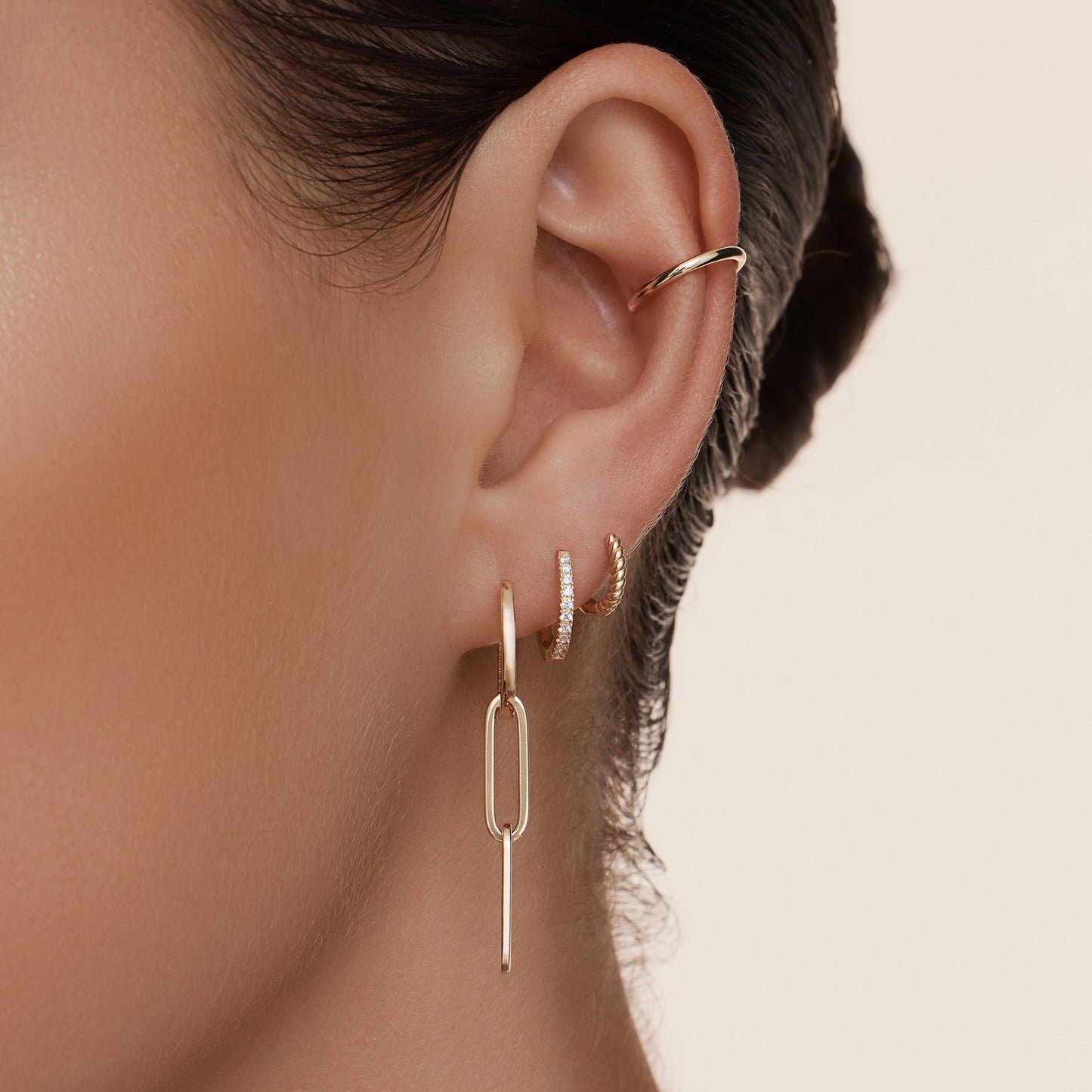 Solo Linked Paperclip Hoop Charm