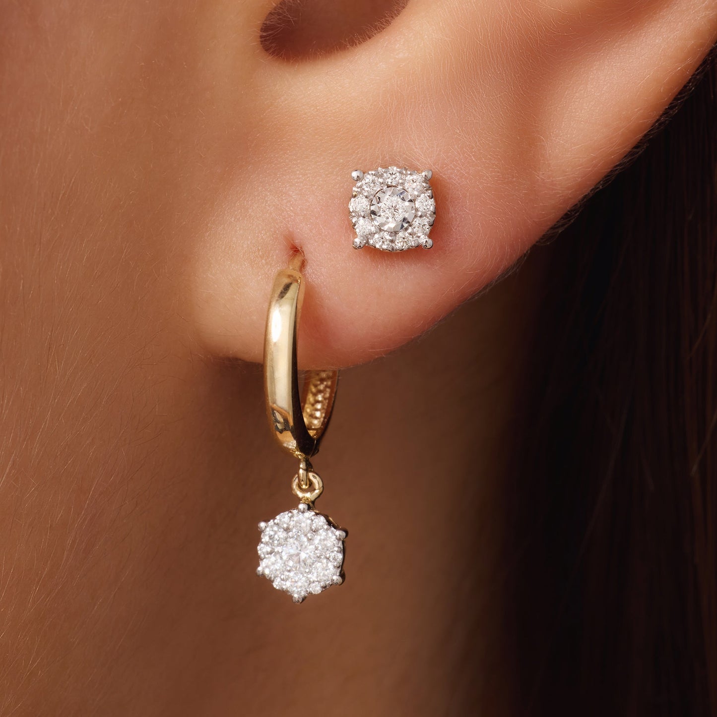 Four Prong Diamond Halo Studs (0.09 ct)