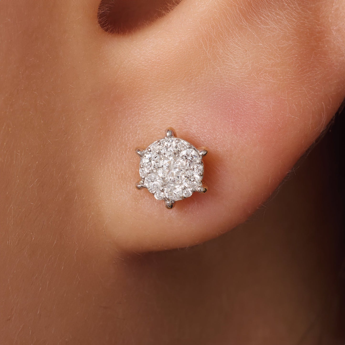 Six Prong Diamond Cluster Studs (0.20 ct)