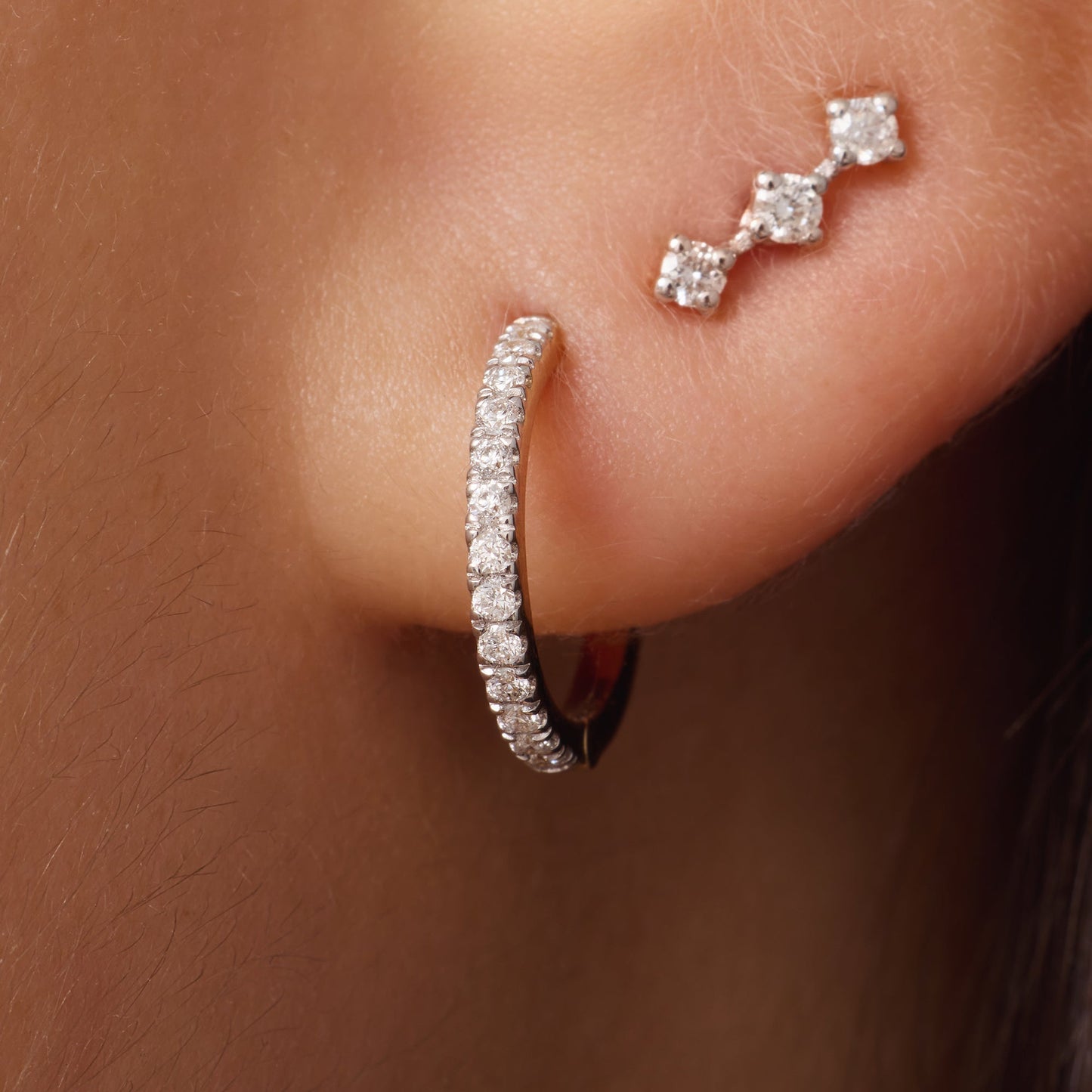 Pav¨¦ Diamond Huggie Hoops (12mm) (0.12 ct)