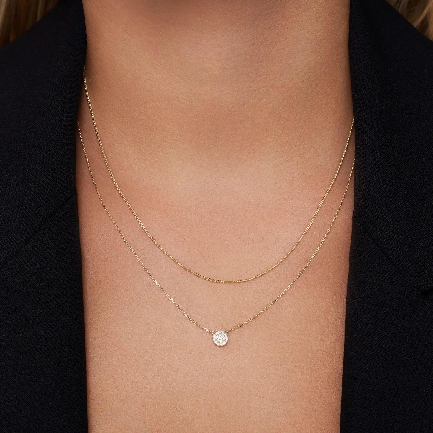 Pave Moissanite Round Pendant Necklace