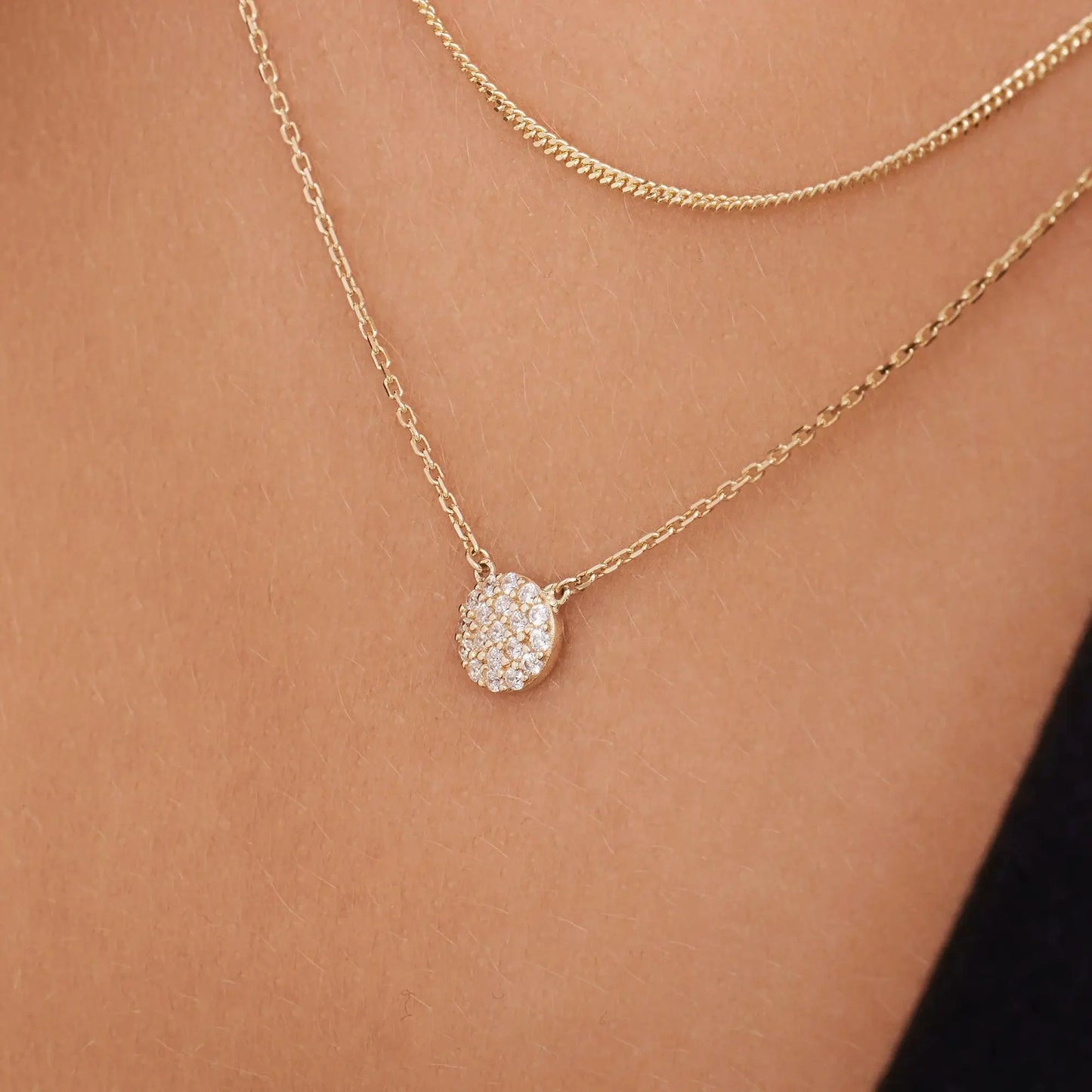 Pave Moissanite Round Pendant Necklace