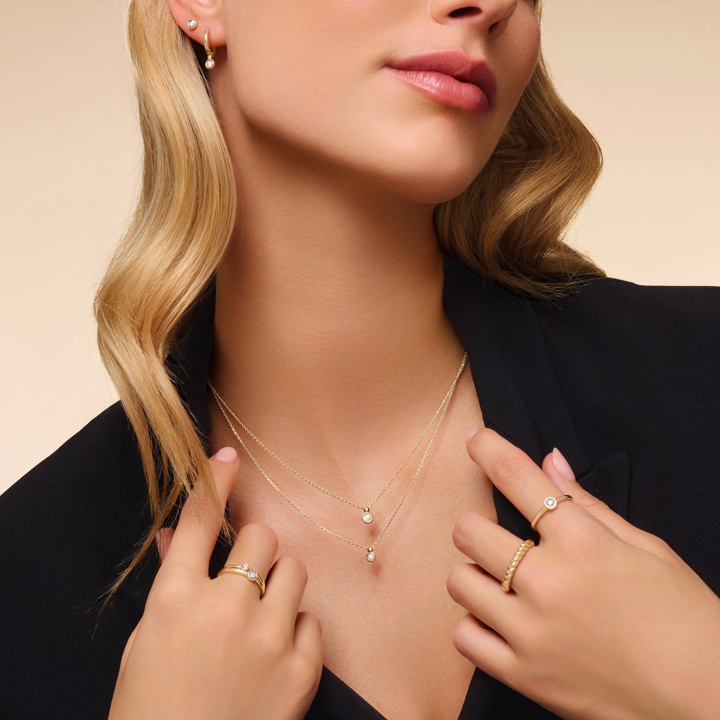 Bezel Set Diamond Linked Pendant Necklace (0.03 ct)
