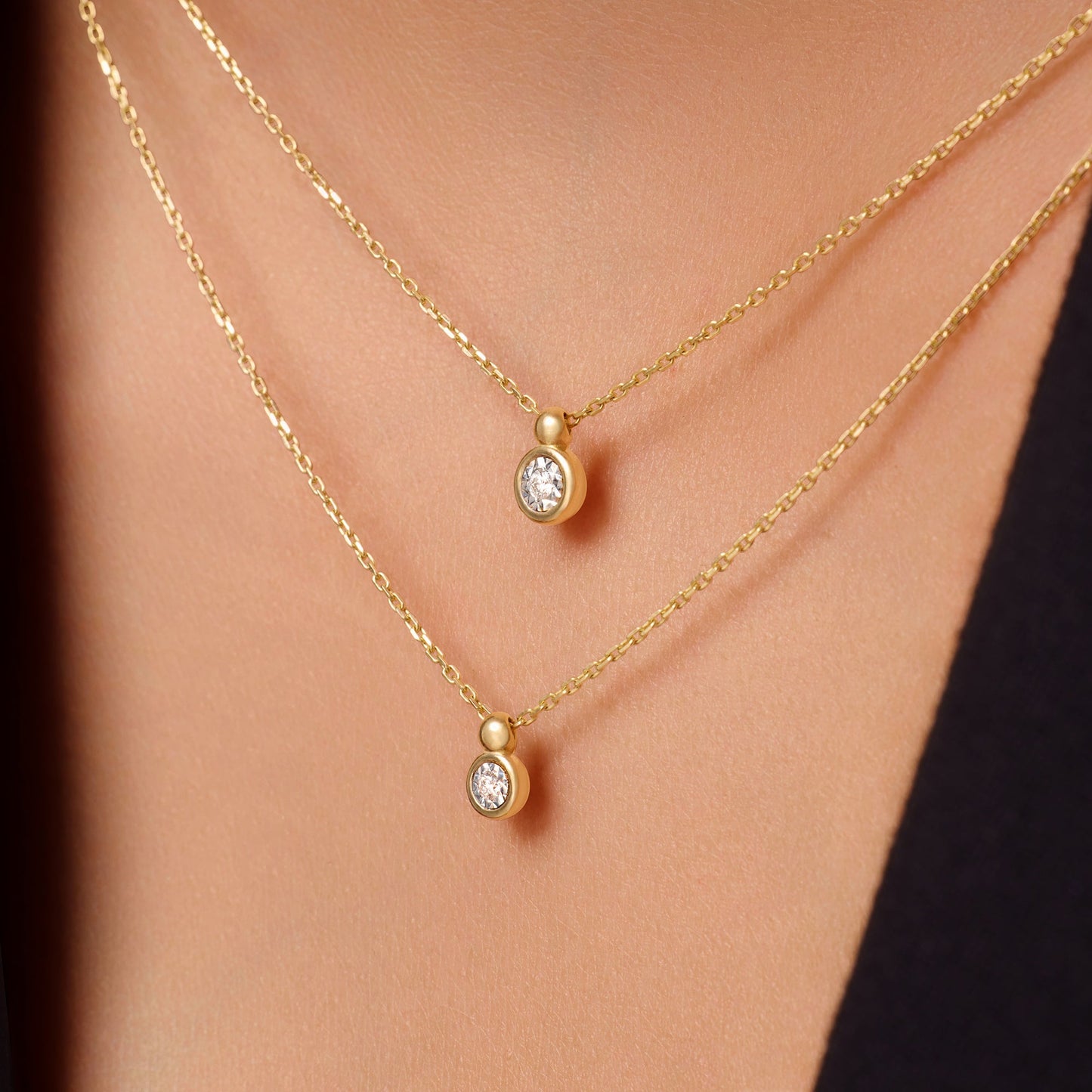 Bezel Set Diamond Linked Pendant Necklace (0.02 ct)