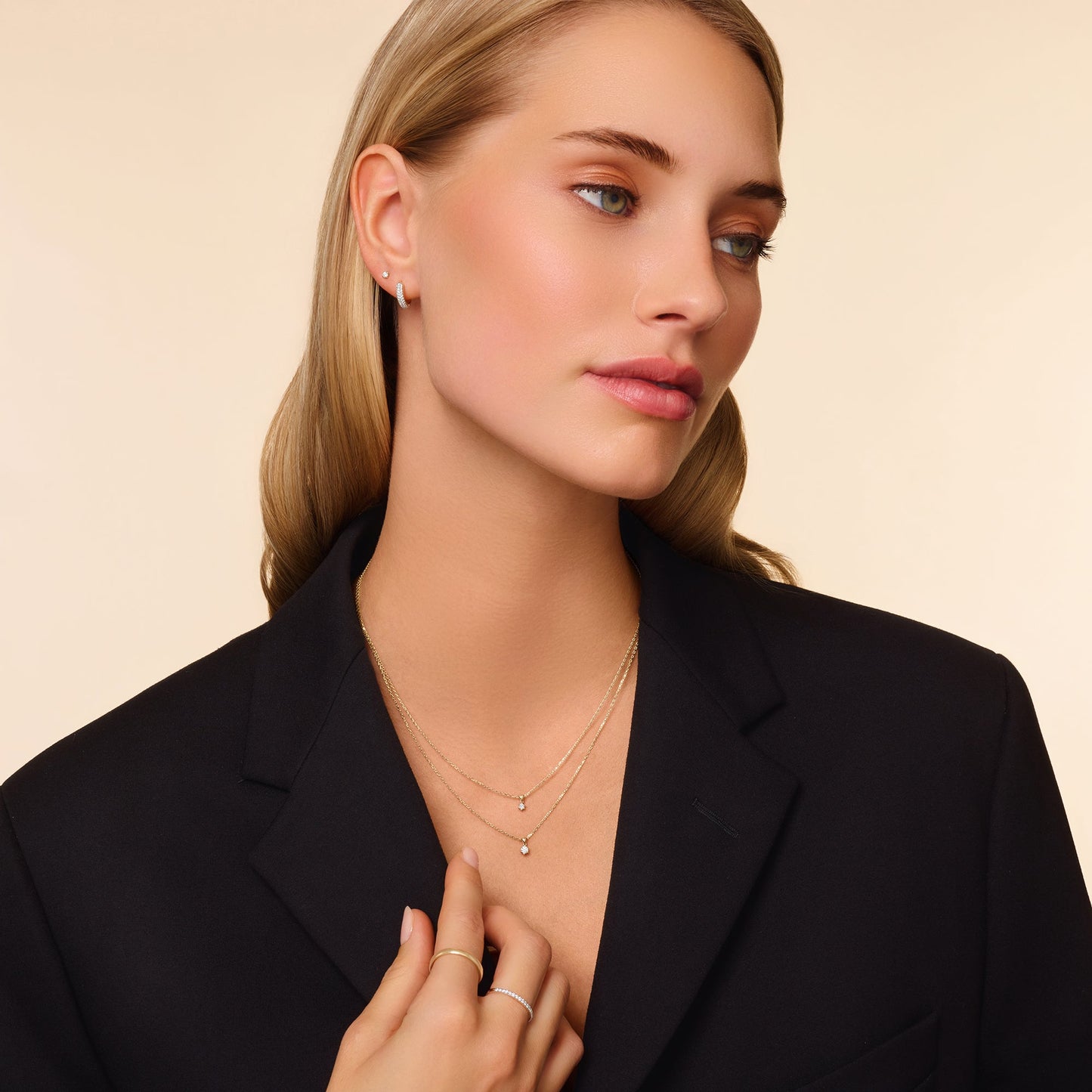 Six Prong Diamond Linked Pendant Necklace (0.10 ct)