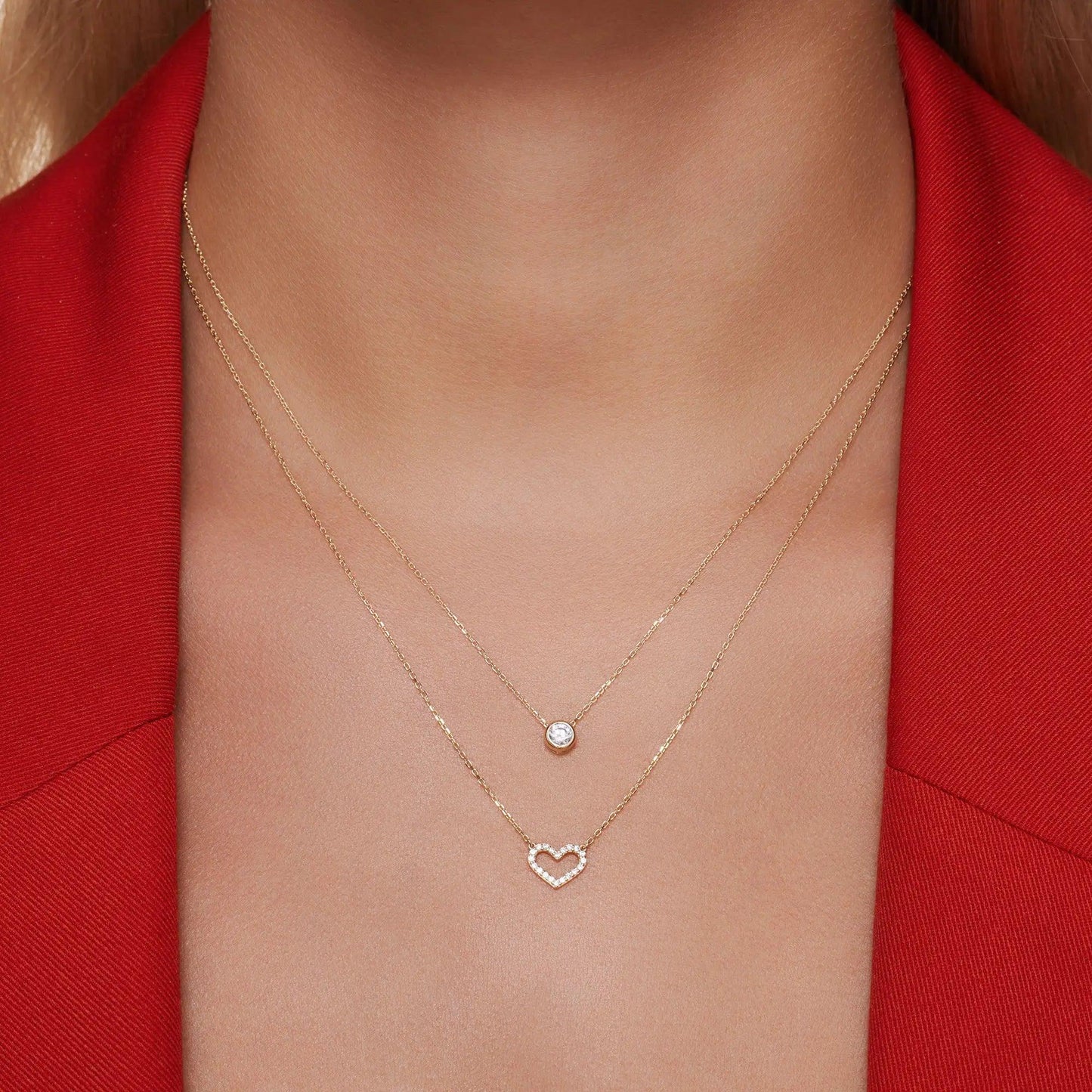 Pav¨¦ Cubic Zirconia Open Heart Pendant Necklace
