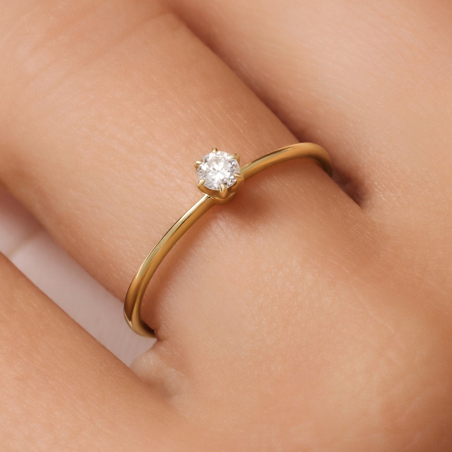 Six Prong Diamond Solitary Ring (0.10 ct)