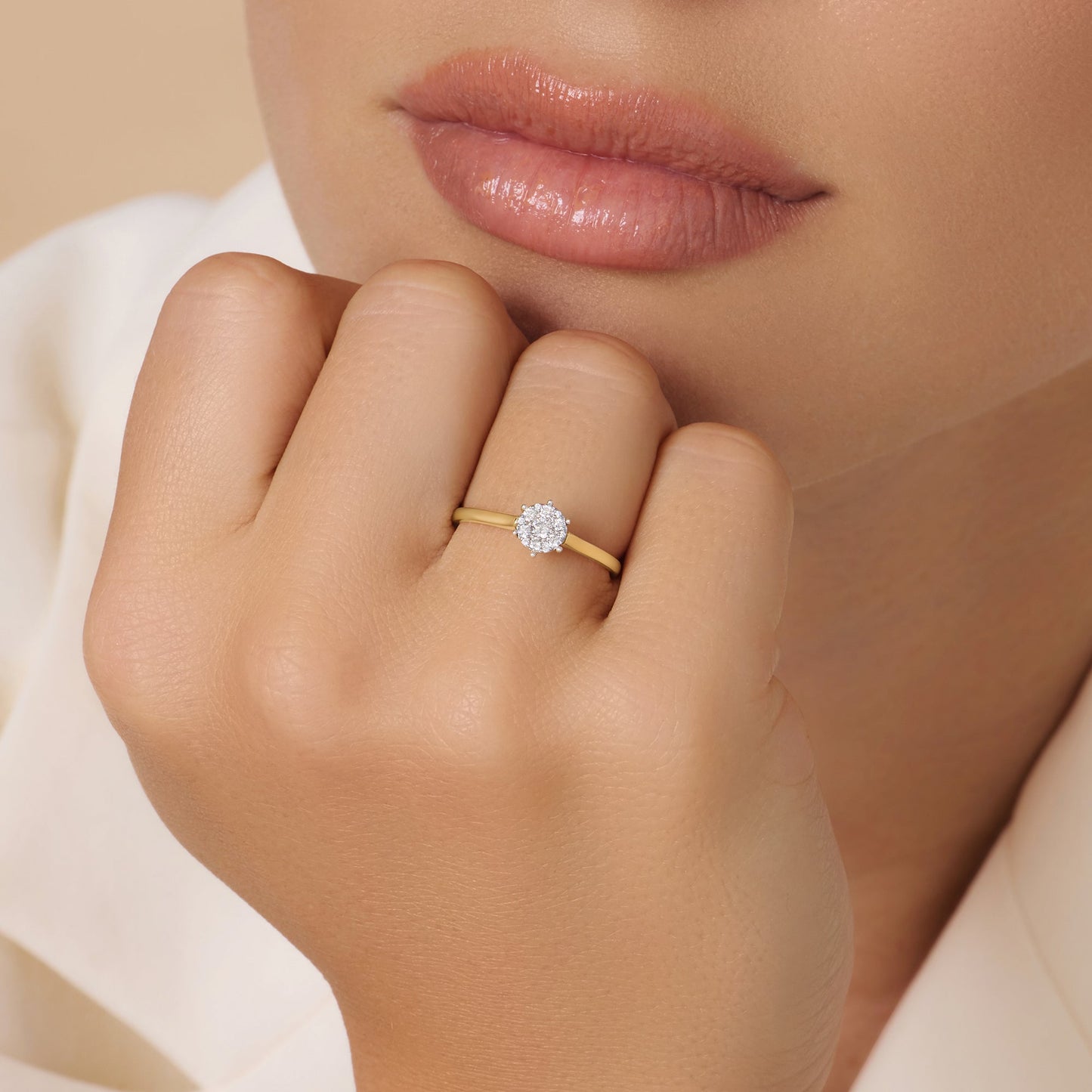 Six Prong Diamond Cluster Ring (0.14 ct)