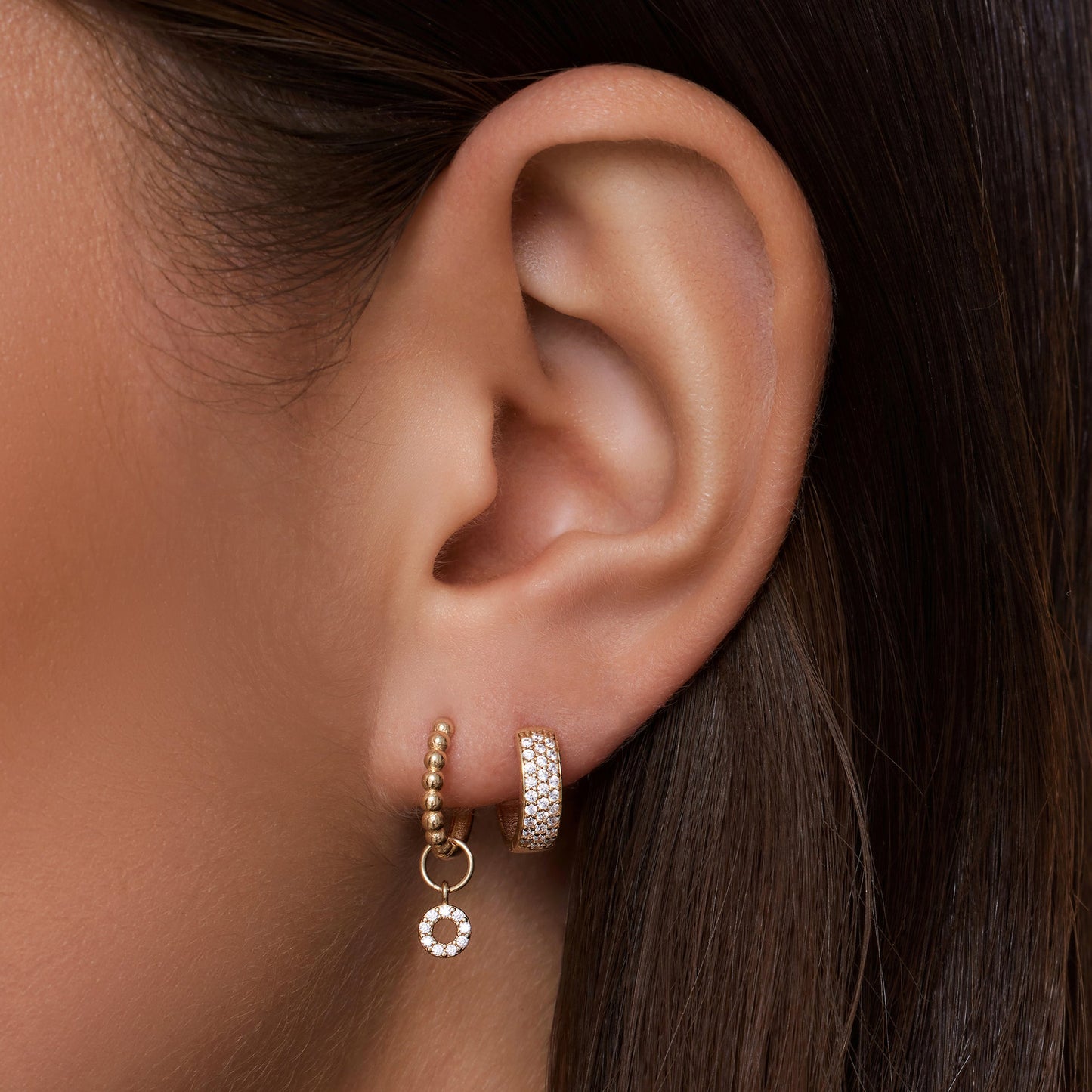 Pave Moissanite Bold Huggie Hoops (12mm)
