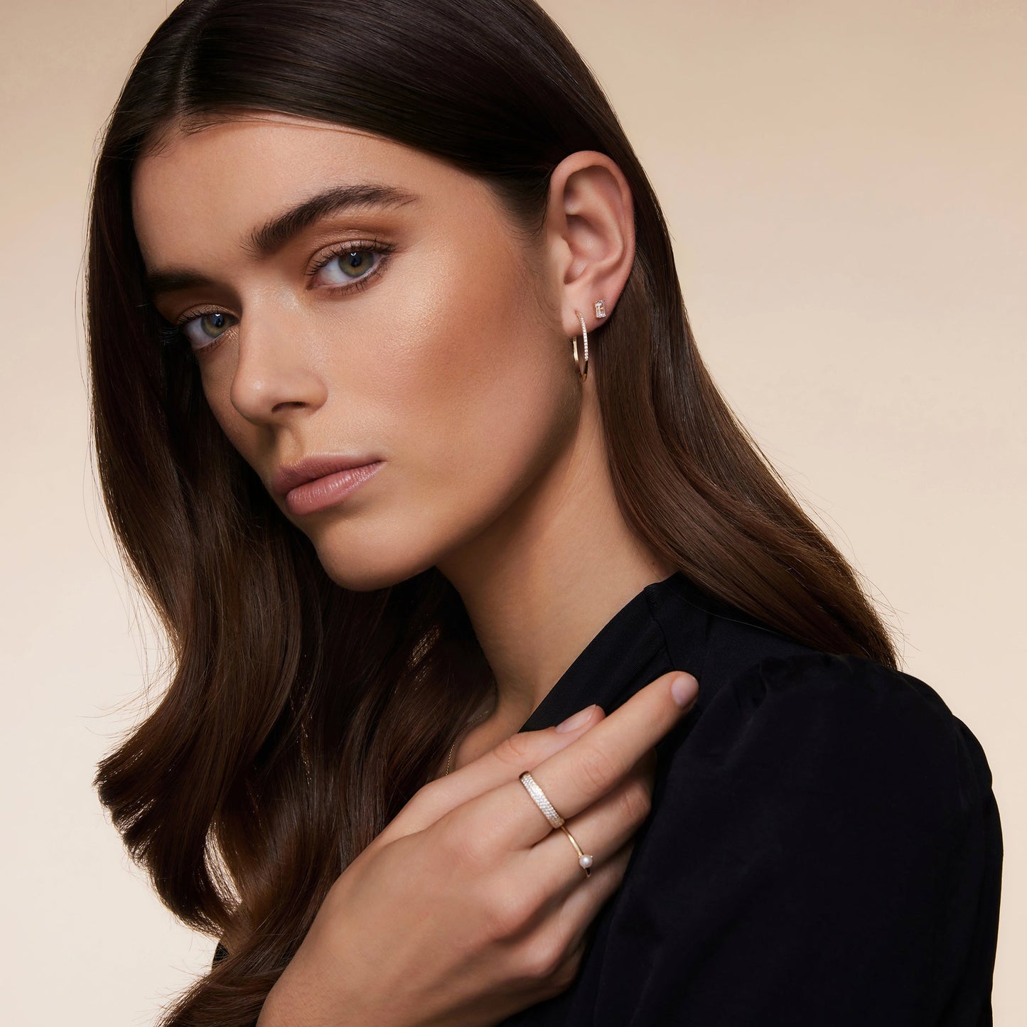 Pav¨¦ Zirconia Large Hoops Earrings Set