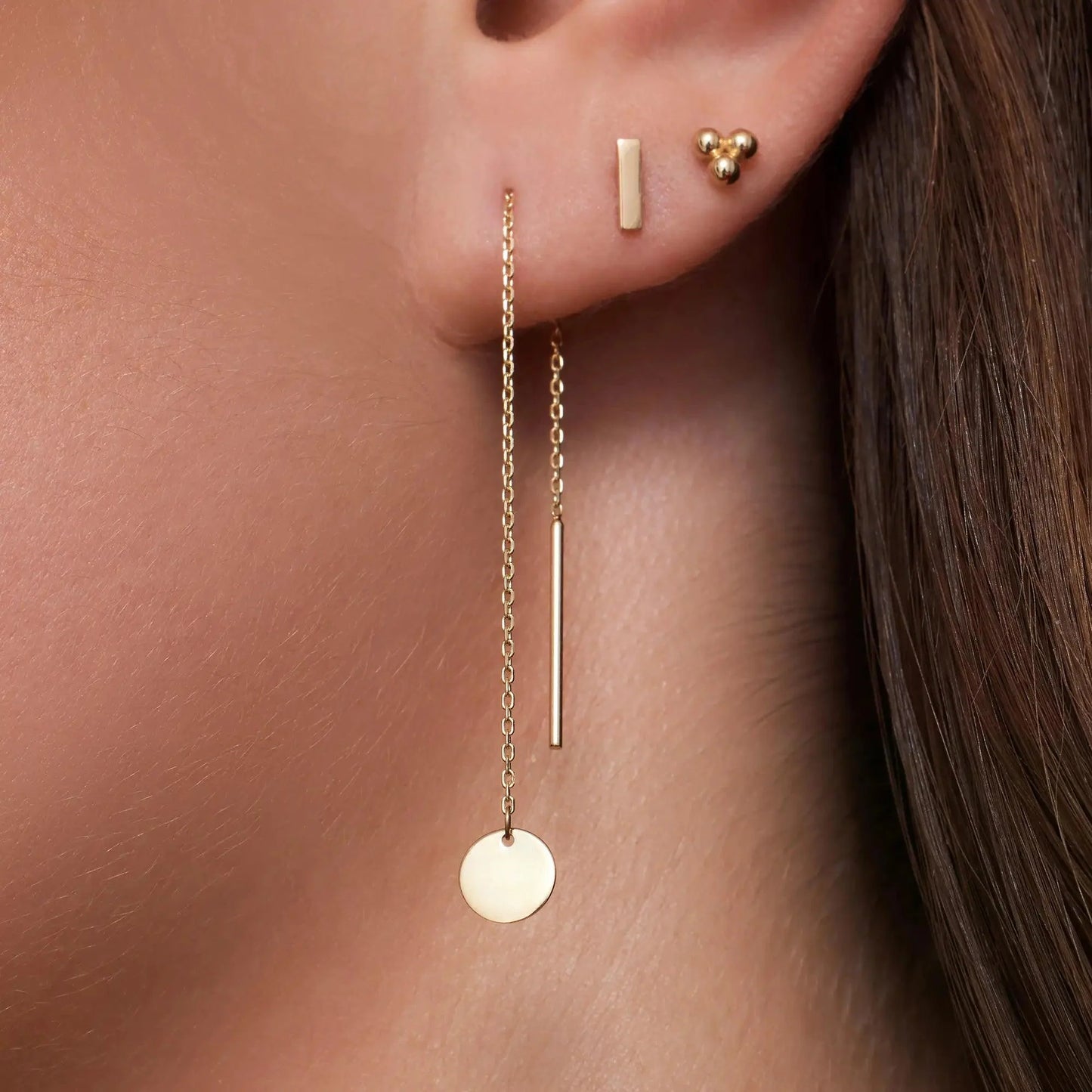 Coin Pull Through Drop Earrings