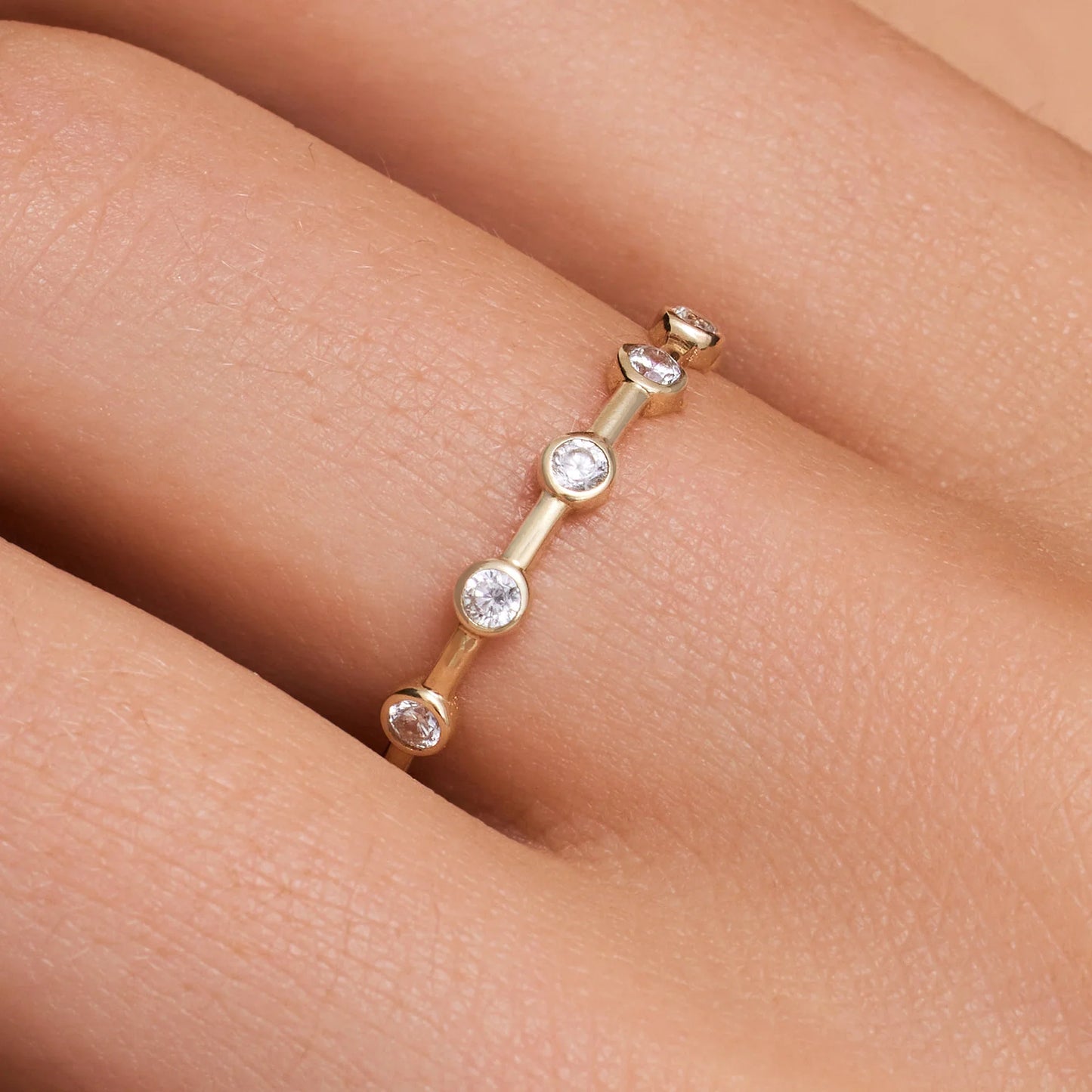 Twelve Bezel Set Moissanite Band Ring