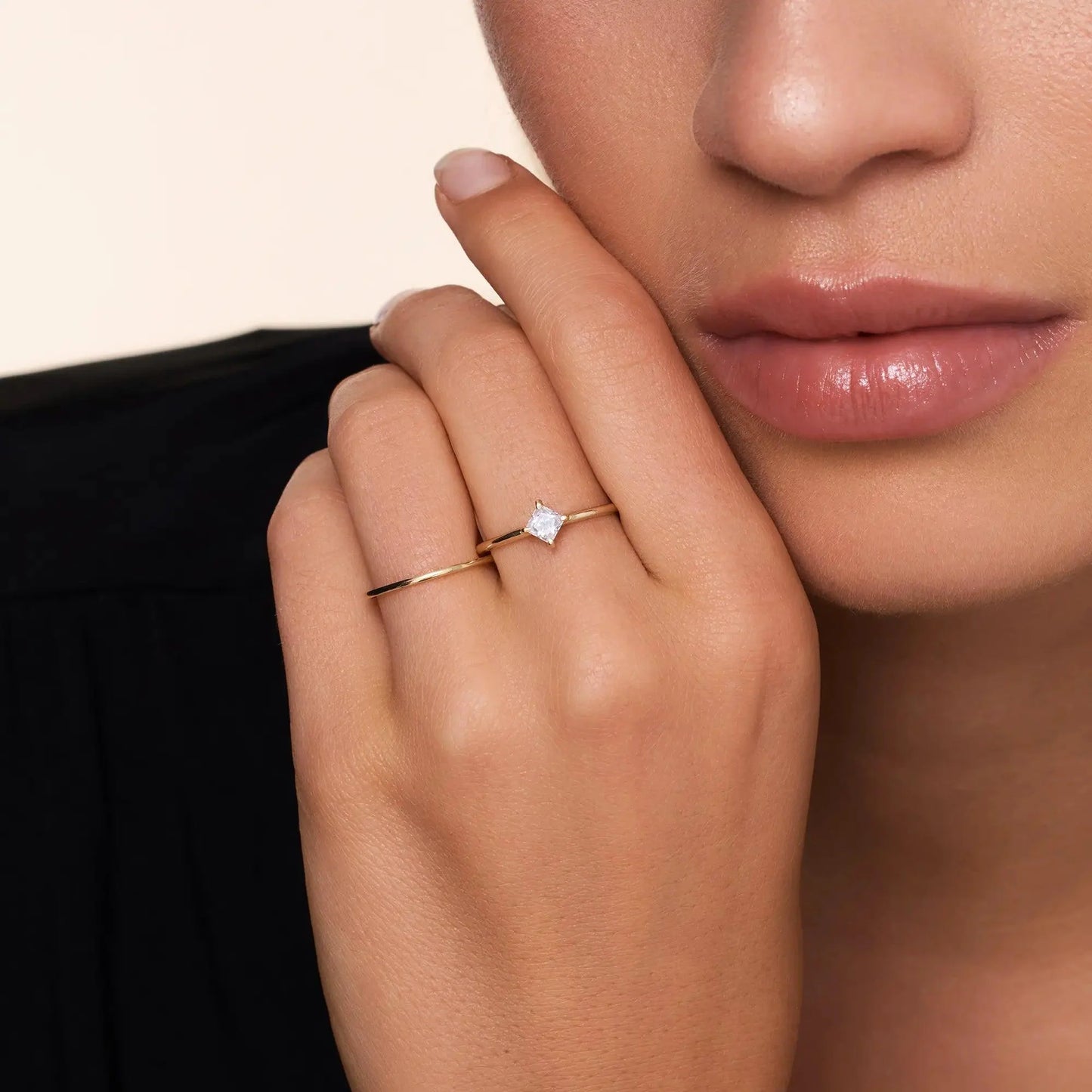 Square Cut Moissanite Ring