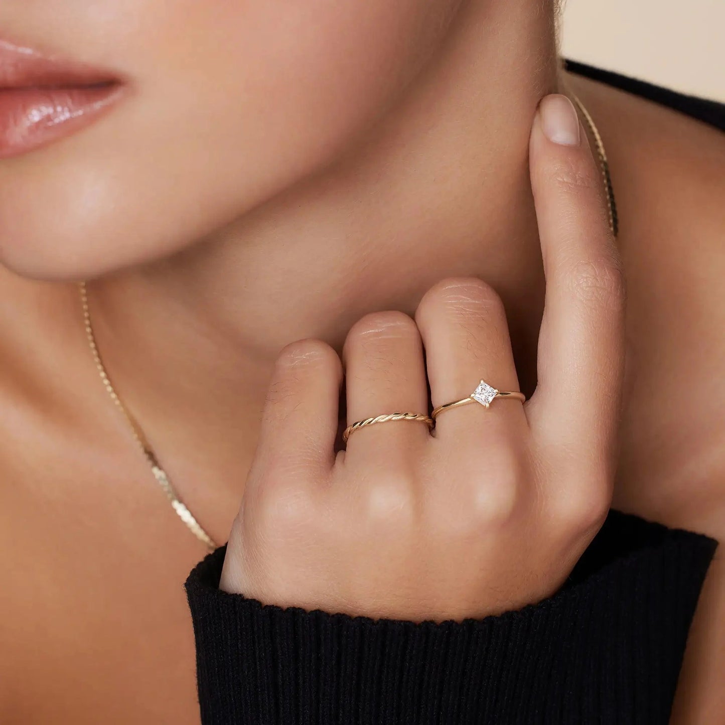 Square Cut Moissanite Ring