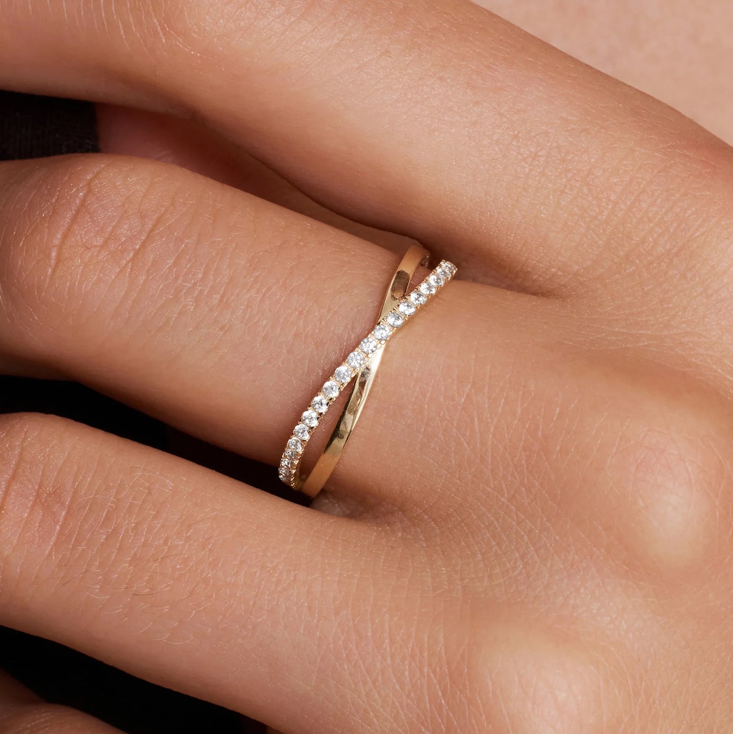 Crossover Pave Moissanite Eternity Ring