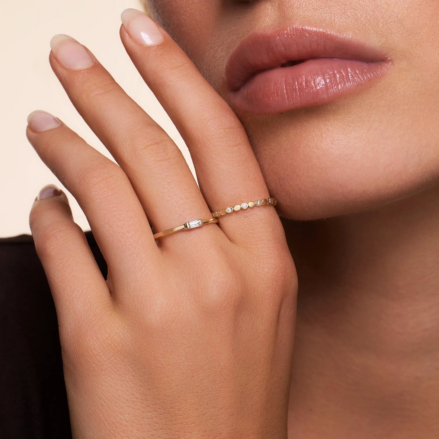 Sparkling Moissanite Bezel Dot Eternity Ring