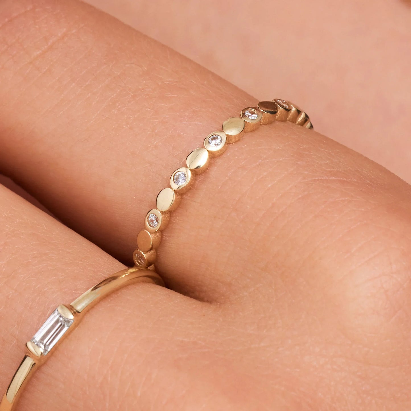 Sparkling Moissanite Bezel Dot Eternity Ring