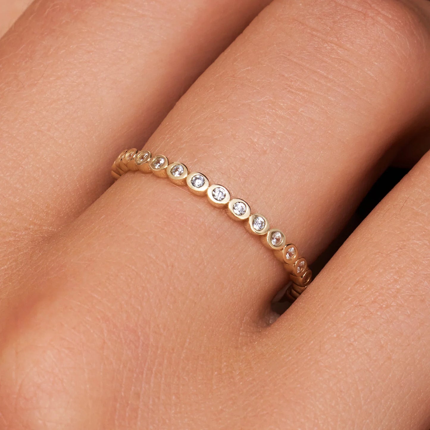 Moissanite Bezel Dot Eternity Ring
