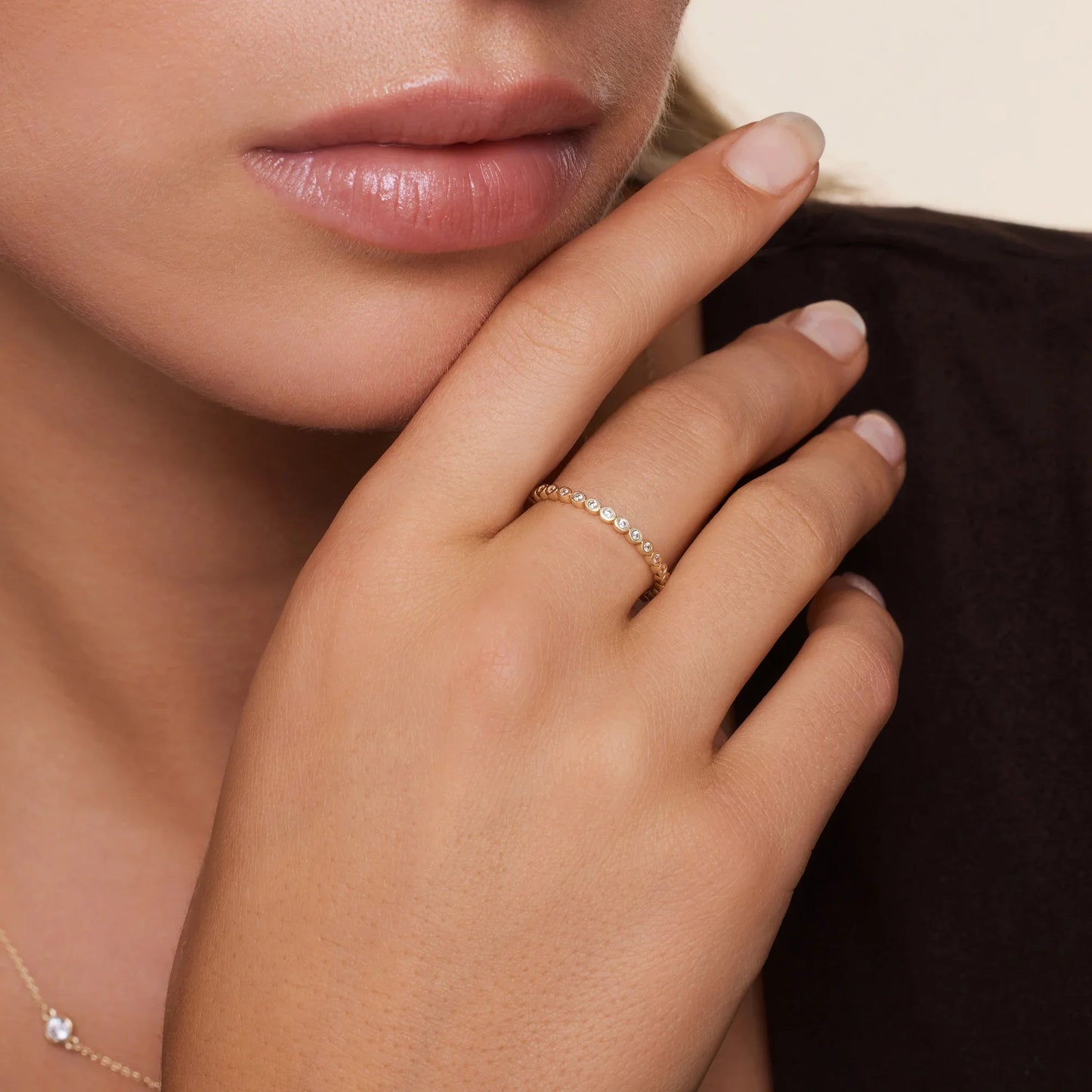 Moissanite Bezel Dot Eternity Ring