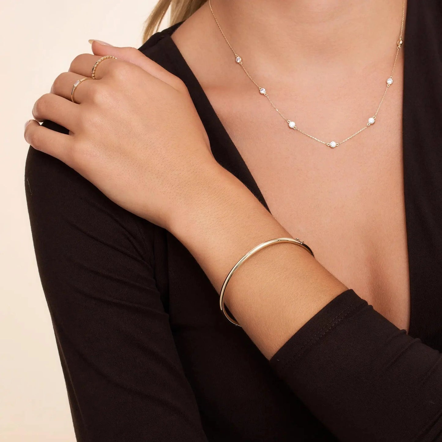 Stationed Bezel Set Cubic Zirconia Necklace