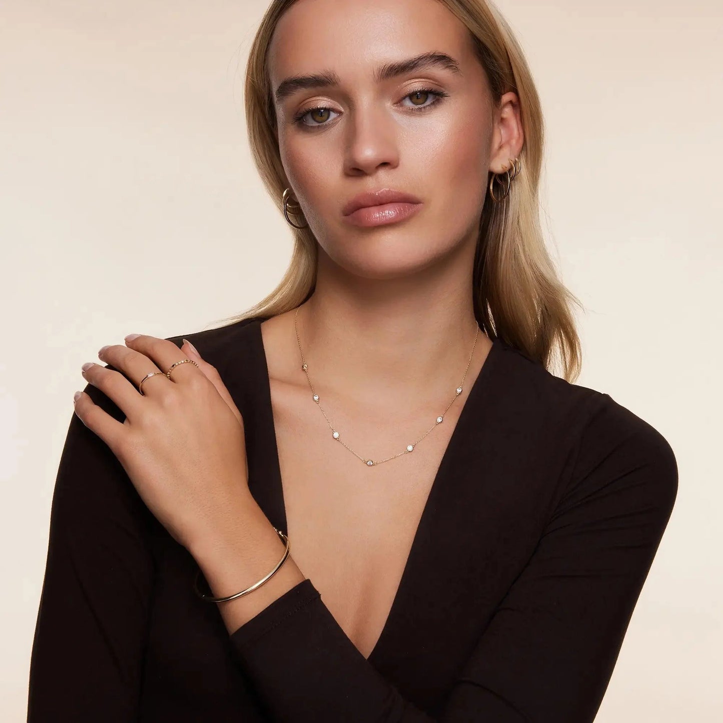 Stationed Bezel Set Cubic Zirconia Necklace